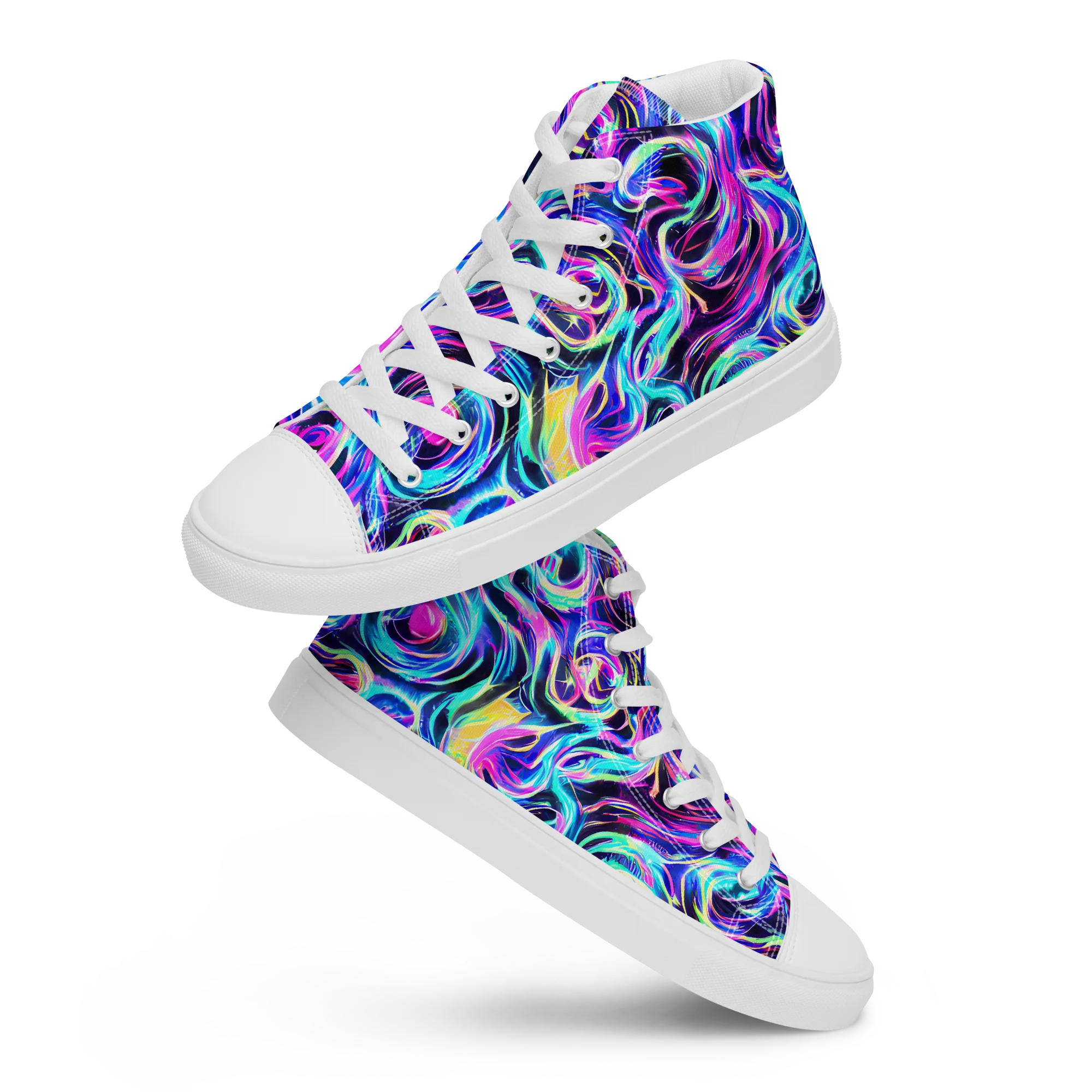 Digital Kaleidoscope on Women's High Top Canvas Shoes — Front