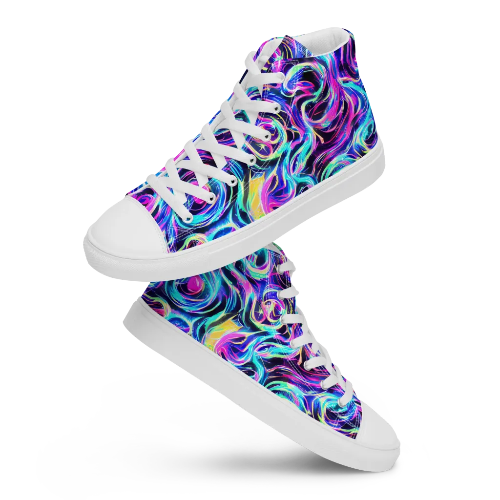 Digital Kaleidoscope on Women's High Top Canvas Shoes — Front