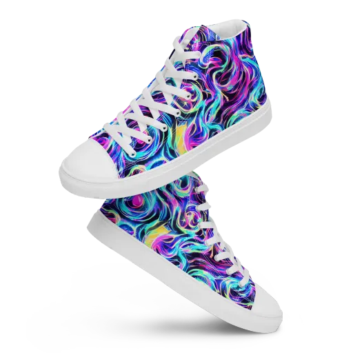 Digital Kaleidoscope on a Women's High Top Canvas Shoes