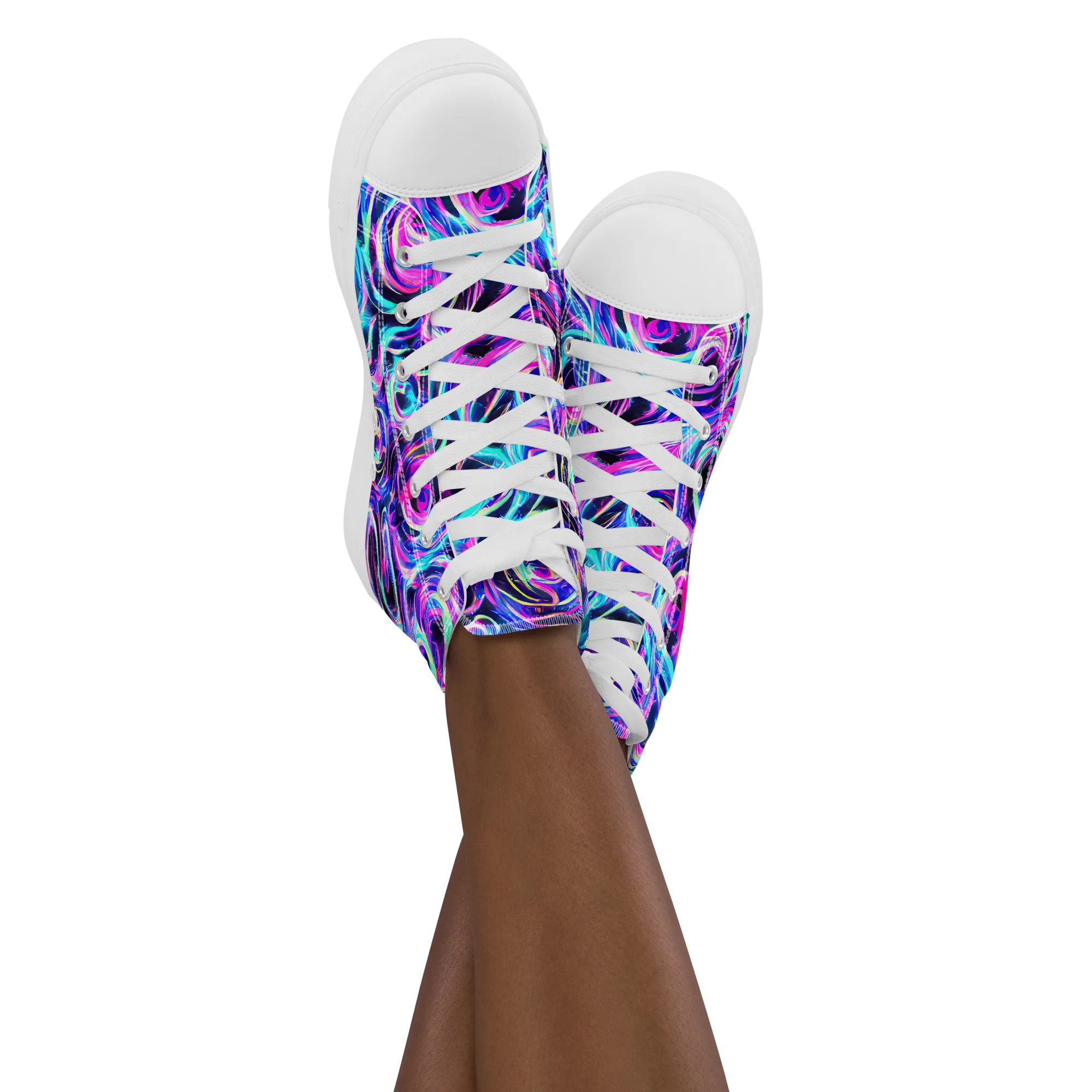 Digital Kaleidoscope on Women's High Top Canvas Shoes — Front