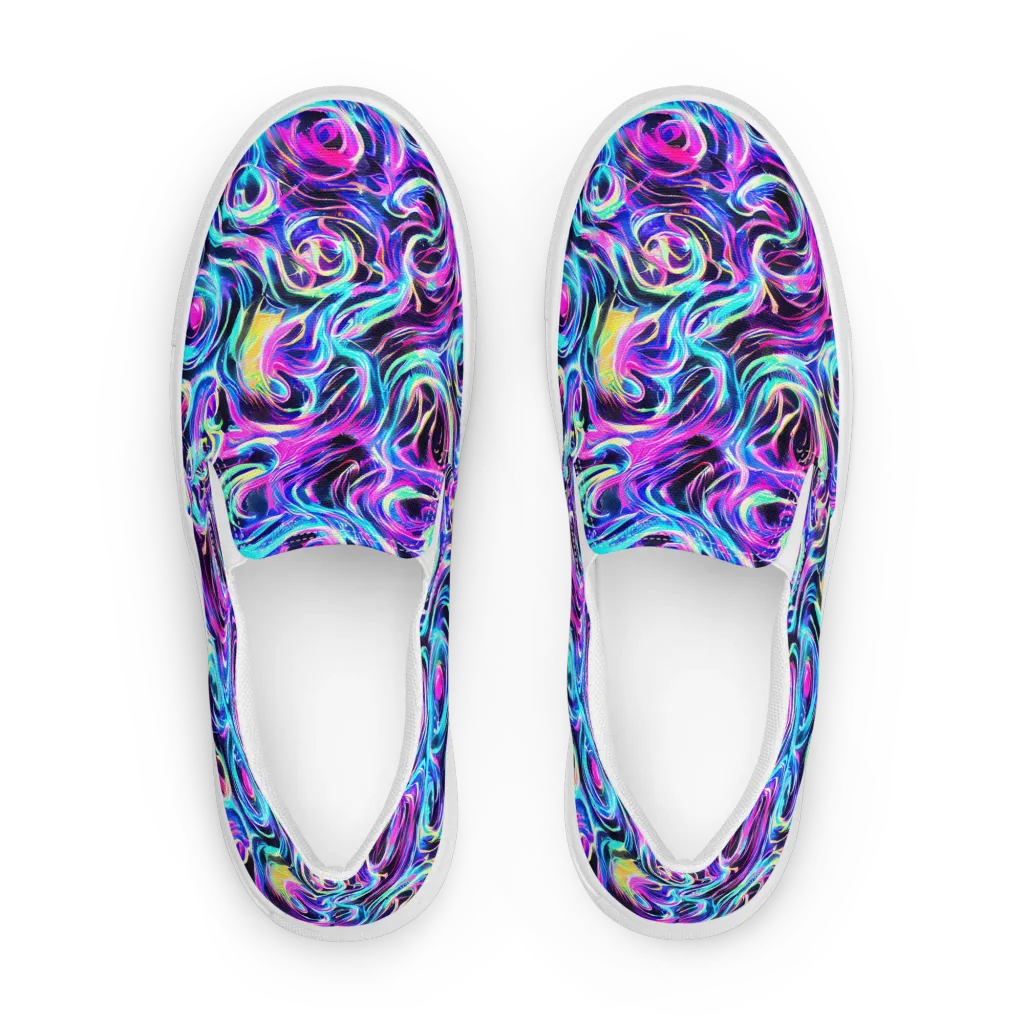 Digital Kaleidoscope on Men's Slip-On Canvas Shoes — Front