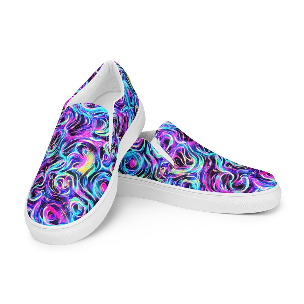 Digital Kaleidoscope on Men's Slip-On Canvas Shoes — Left Front