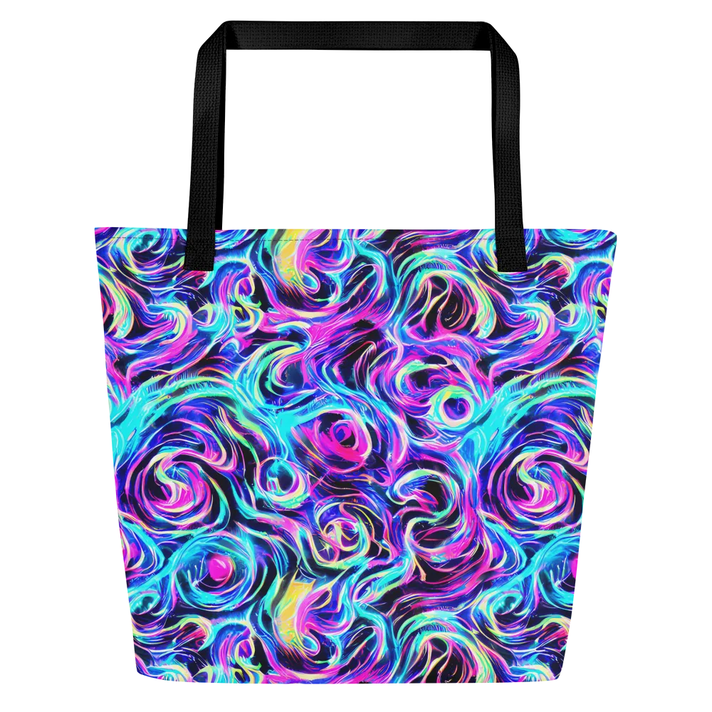 Digital Kaleidoscope on Large Tote Bag W/ Pocket — Front