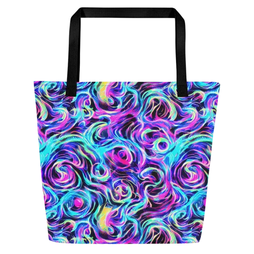Digital Kaleidoscope on a Large Tote Bag W/ Pocket