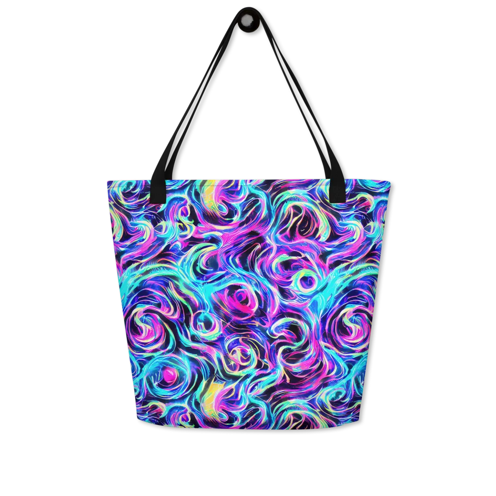 Digital Kaleidoscope on Large Tote Bag W/ Pocket — Front
