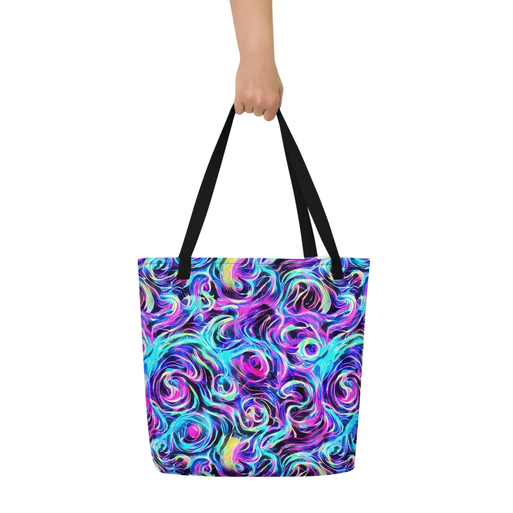 Digital Kaleidoscope on Large Tote Bag W/ Pocket — Front