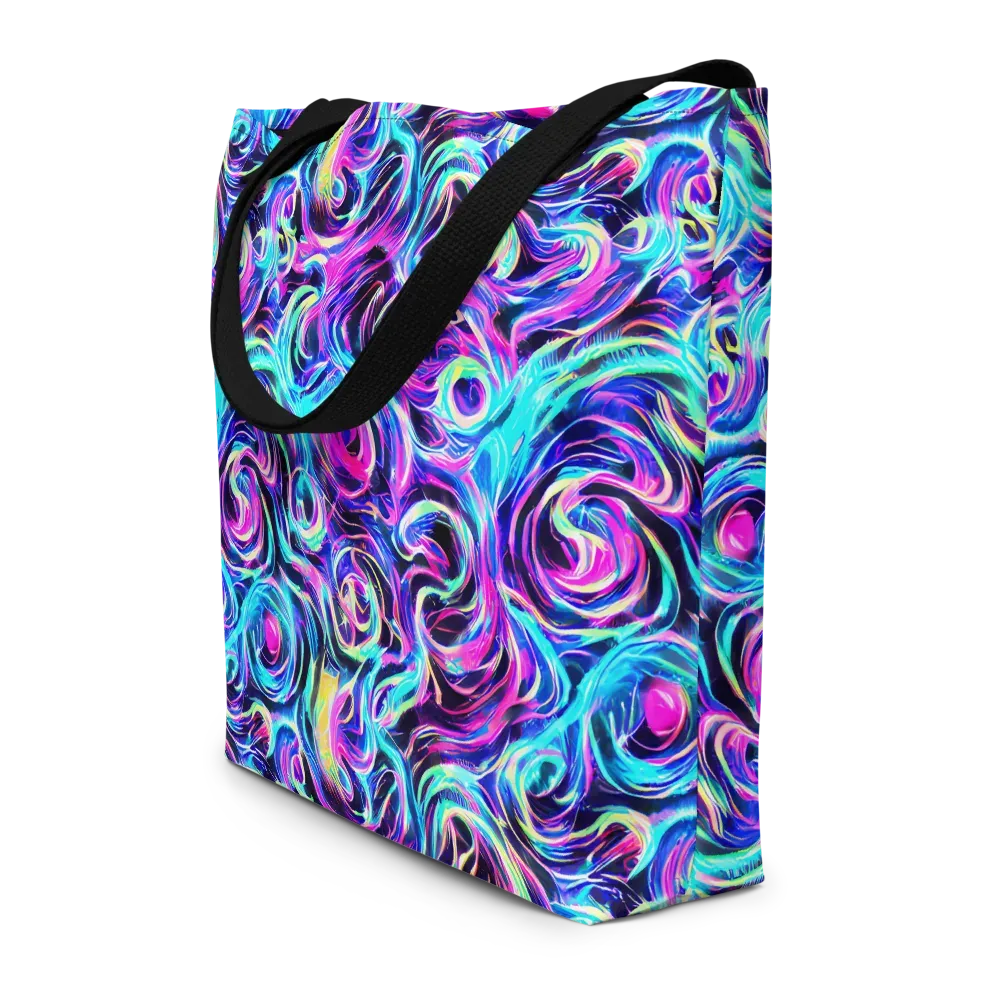 Digital Kaleidoscope on Large Tote Bag W/ Pocket — Front