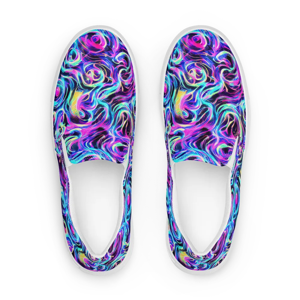 Digital Kaleidoscope on Women's Slip-On Canvas Shoes — Front