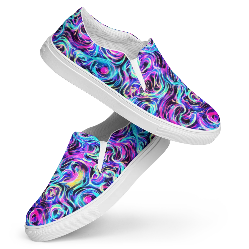 Digital Kaleidoscope on Women's Slip-On Canvas Shoes — Front