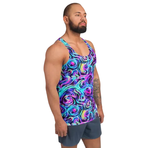 Digital Kaleidoscope on a Men's Tank Top
