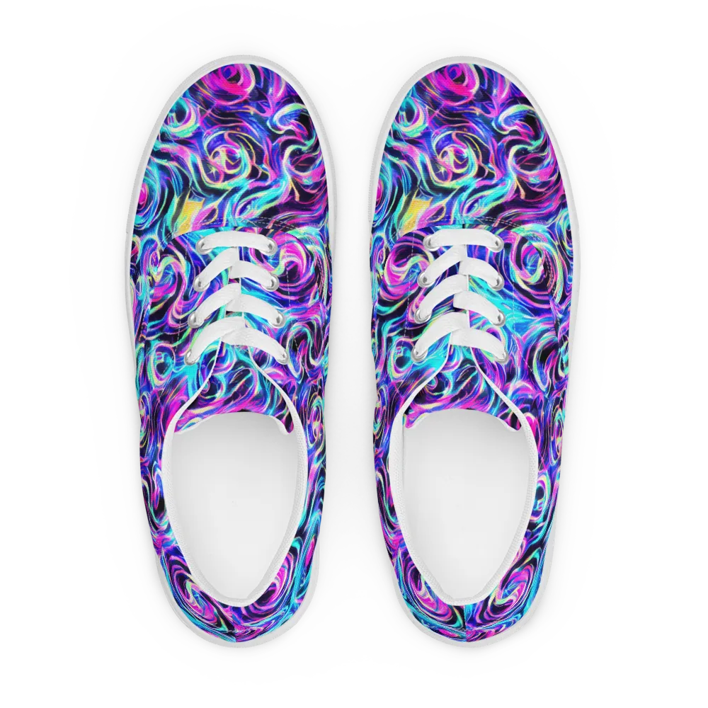 Digital Kaleidoscope on Men's Lace-Up Canvas Shoes — Front