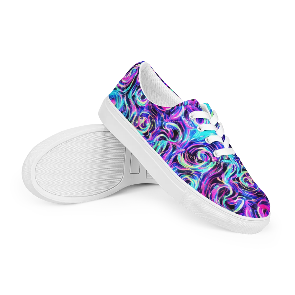 Digital Kaleidoscope on Men's Lace-Up Canvas Shoes — Right Front