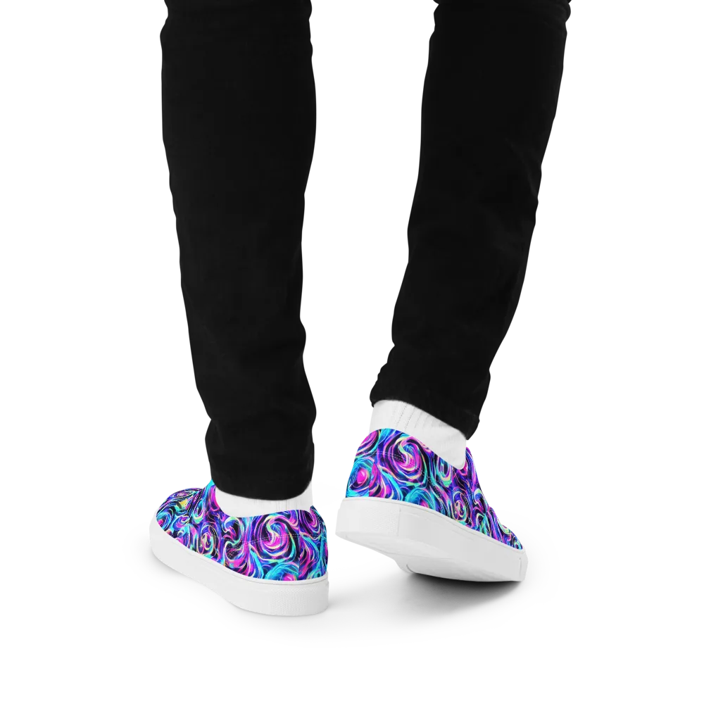 Digital Kaleidoscope on Men's Lace-Up Canvas Shoes — Back