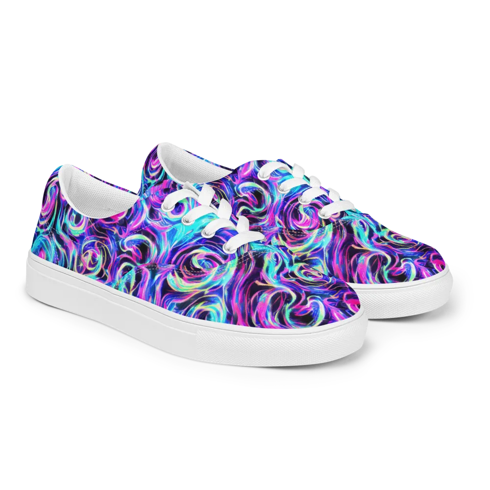 Digital Kaleidoscope on Men's Lace-Up Canvas Shoes — Right Front