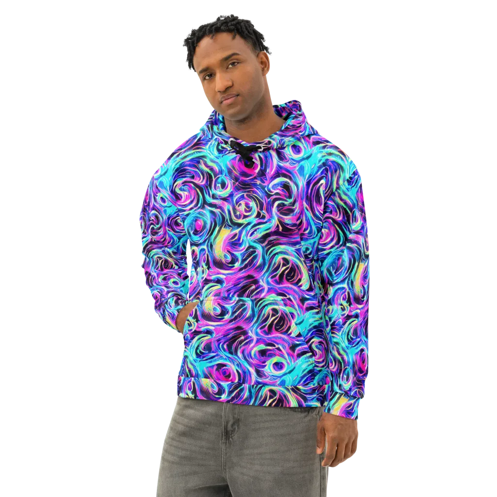 Digital Kaleidoscope on Cotton Hoodie — Left Front