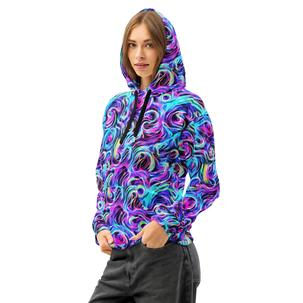 Digital Kaleidoscope on Cotton Hoodie — Left Front