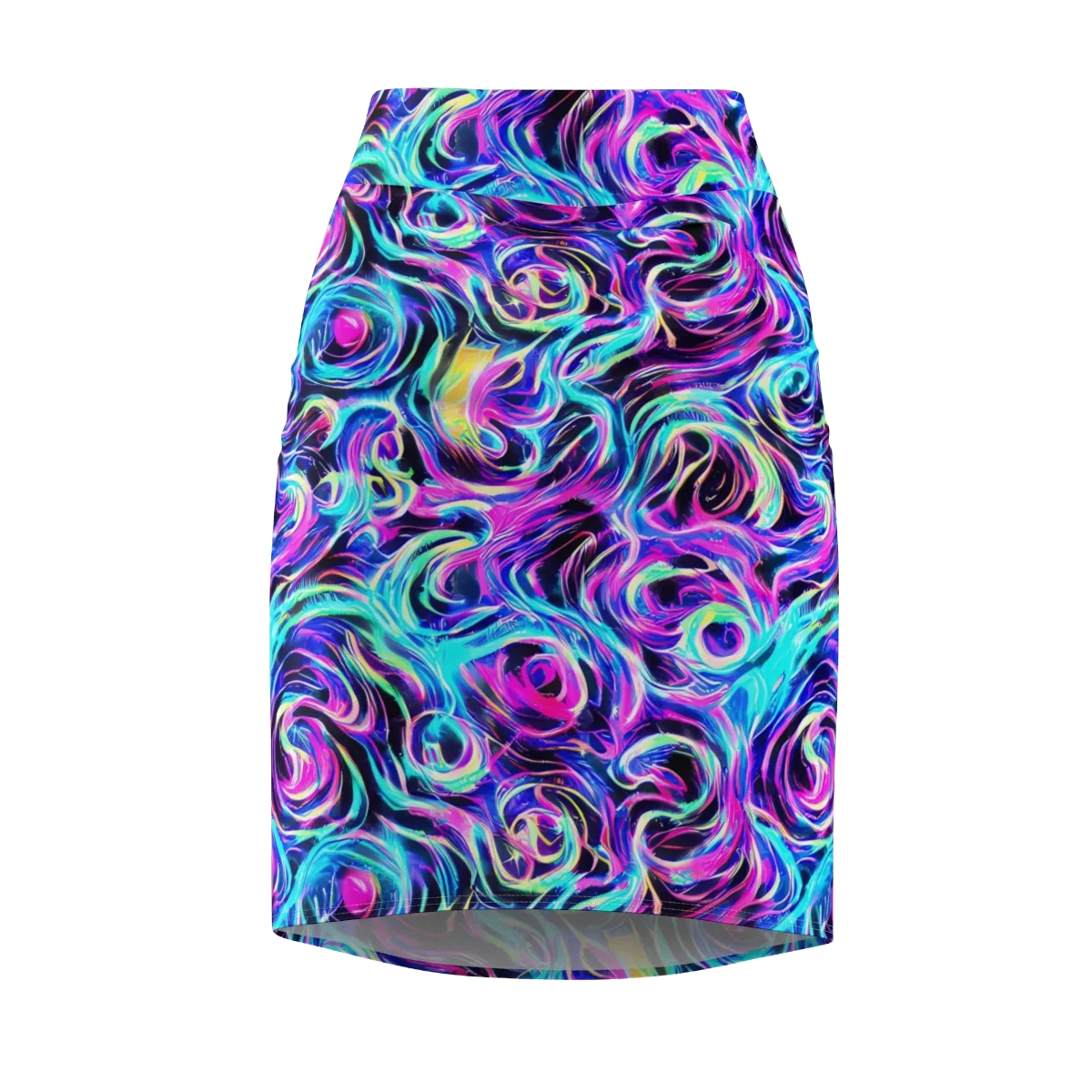 Digital Kaleidoscope on Pencil Skirt — Front