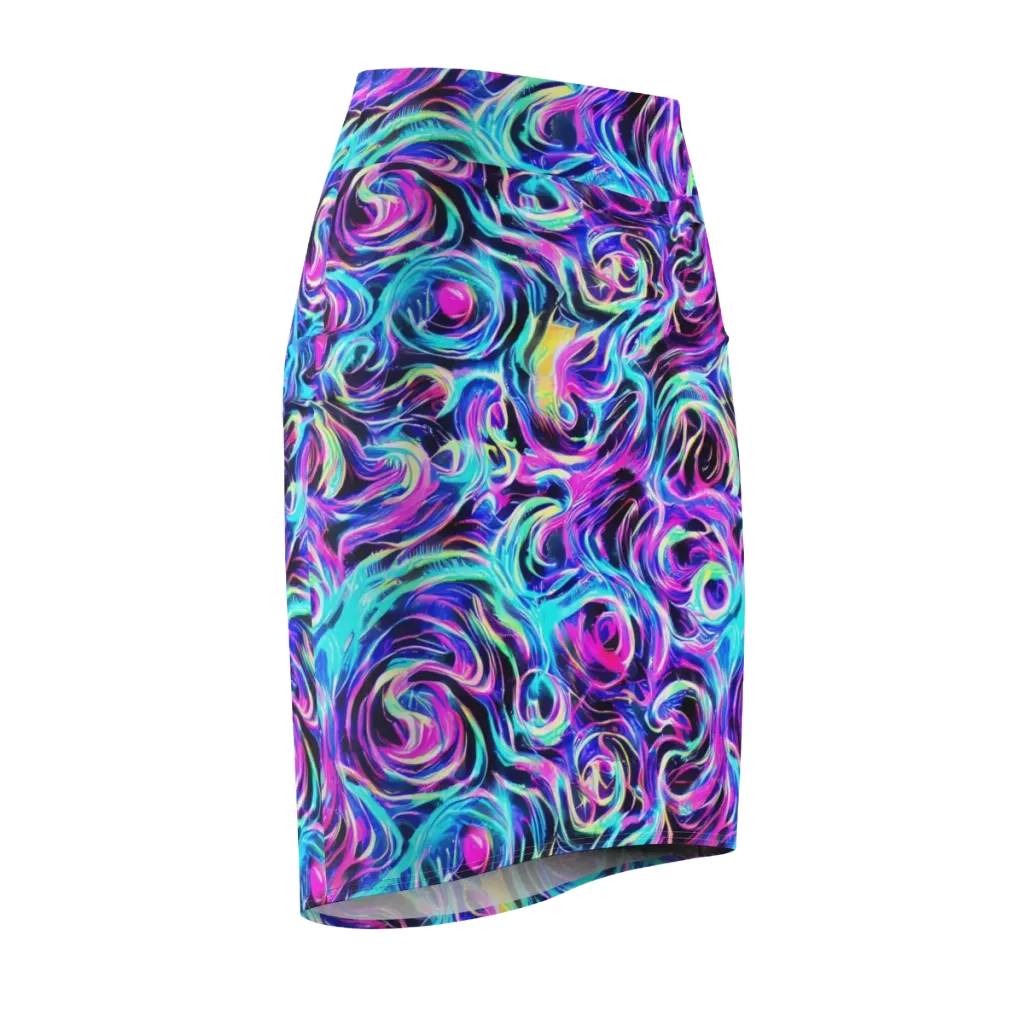Digital Kaleidoscope on Pencil Skirt — Front Side