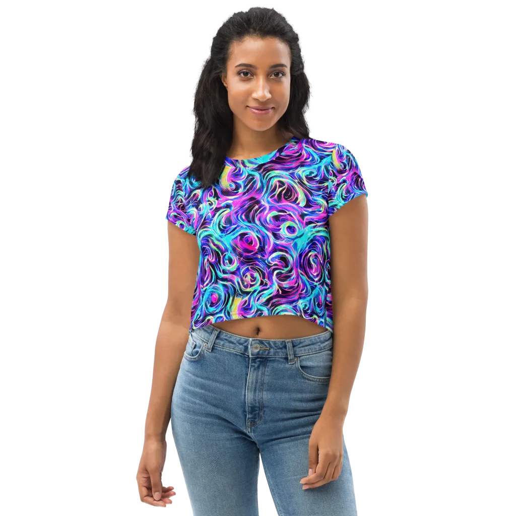Digital Kaleidoscope on Crop Tee — Front