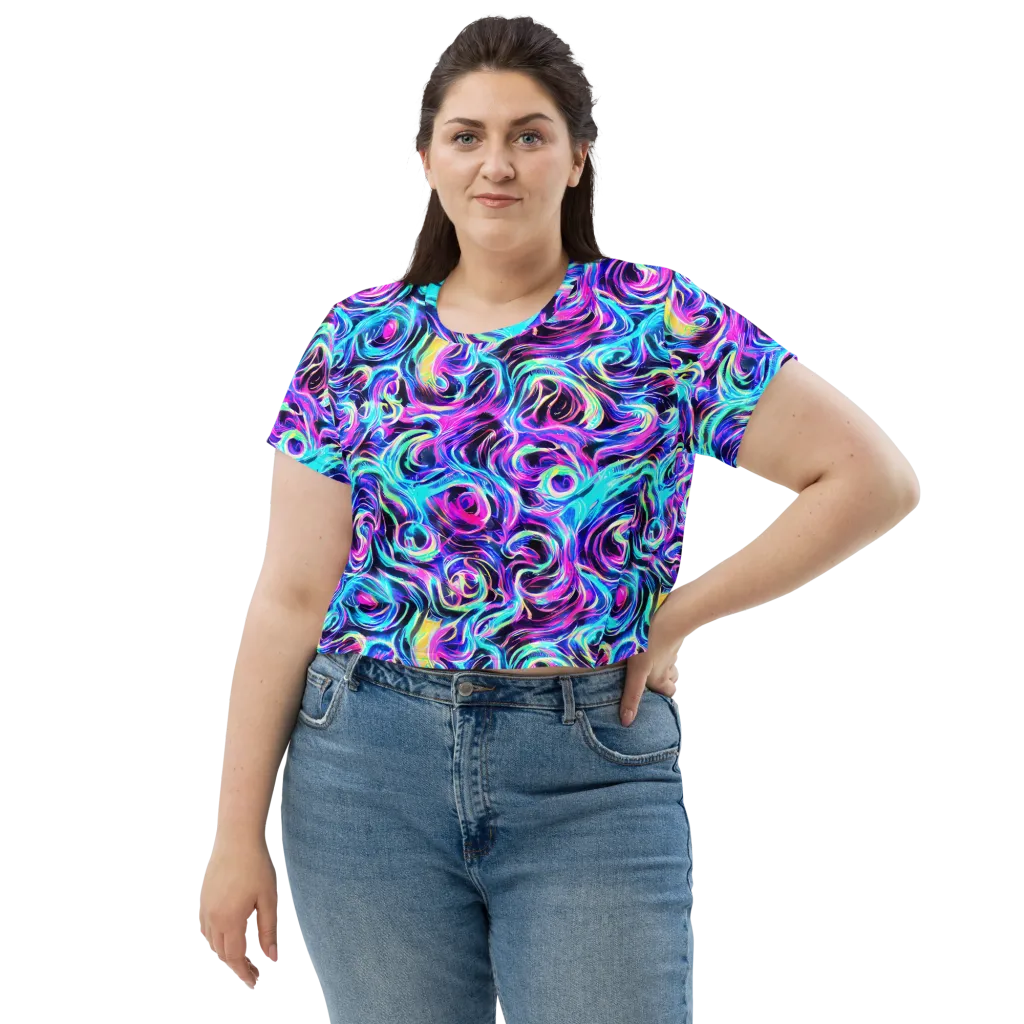 Digital Kaleidoscope on Crop Tee — Front