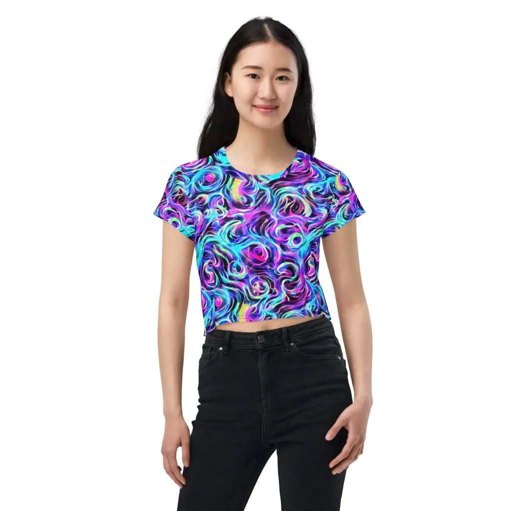 Digital Kaleidoscope on Crop Tee — Front