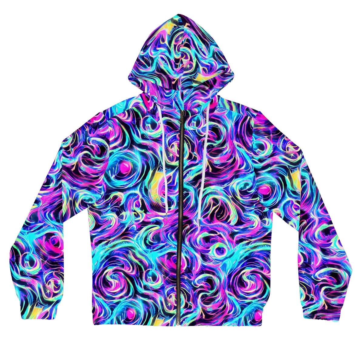 Digital Kaleidoscope on Women's Full-Zip Hoodie — Front