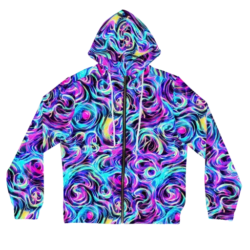 Digital Kaleidoscope on a Women's Full-Zip Hoodie