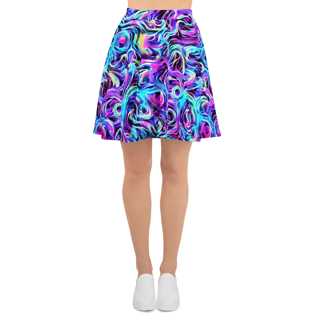 Digital Kaleidoscope on Skater Skirt — Front