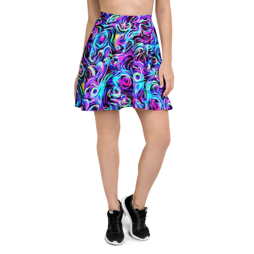 Digital Kaleidoscope on Skater Skirt — Front