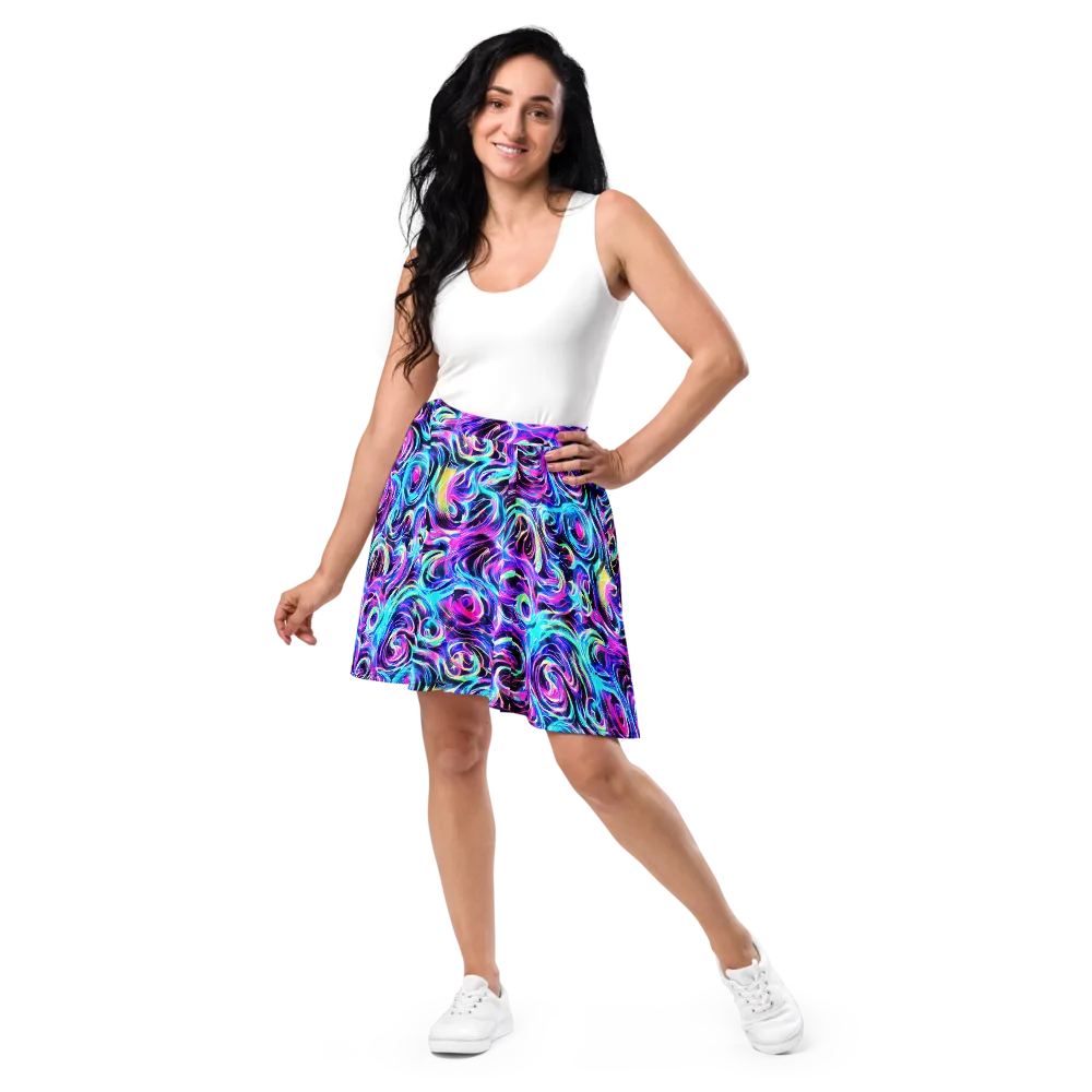 Digital Kaleidoscope on Skater Skirt — Front