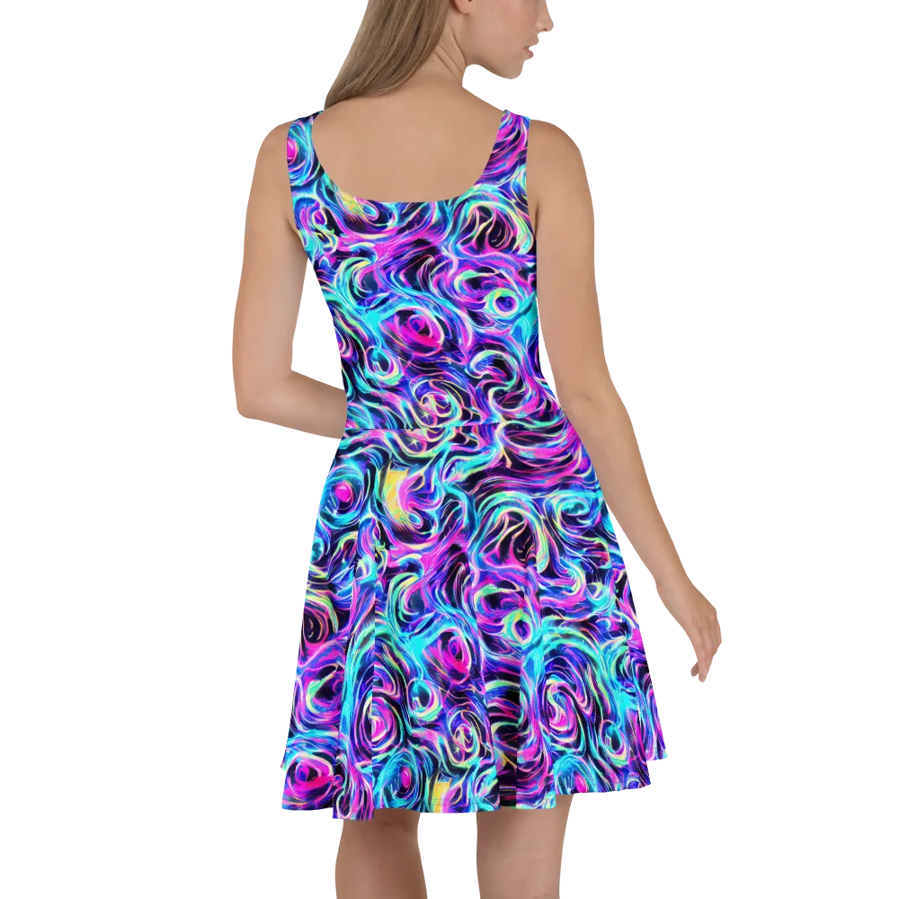 Digital Kaleidoscope on Skater Dress — Back