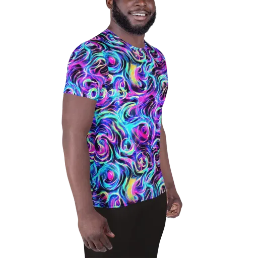 Digital Kaleidoscope on a Men's Athletic T-Shirt