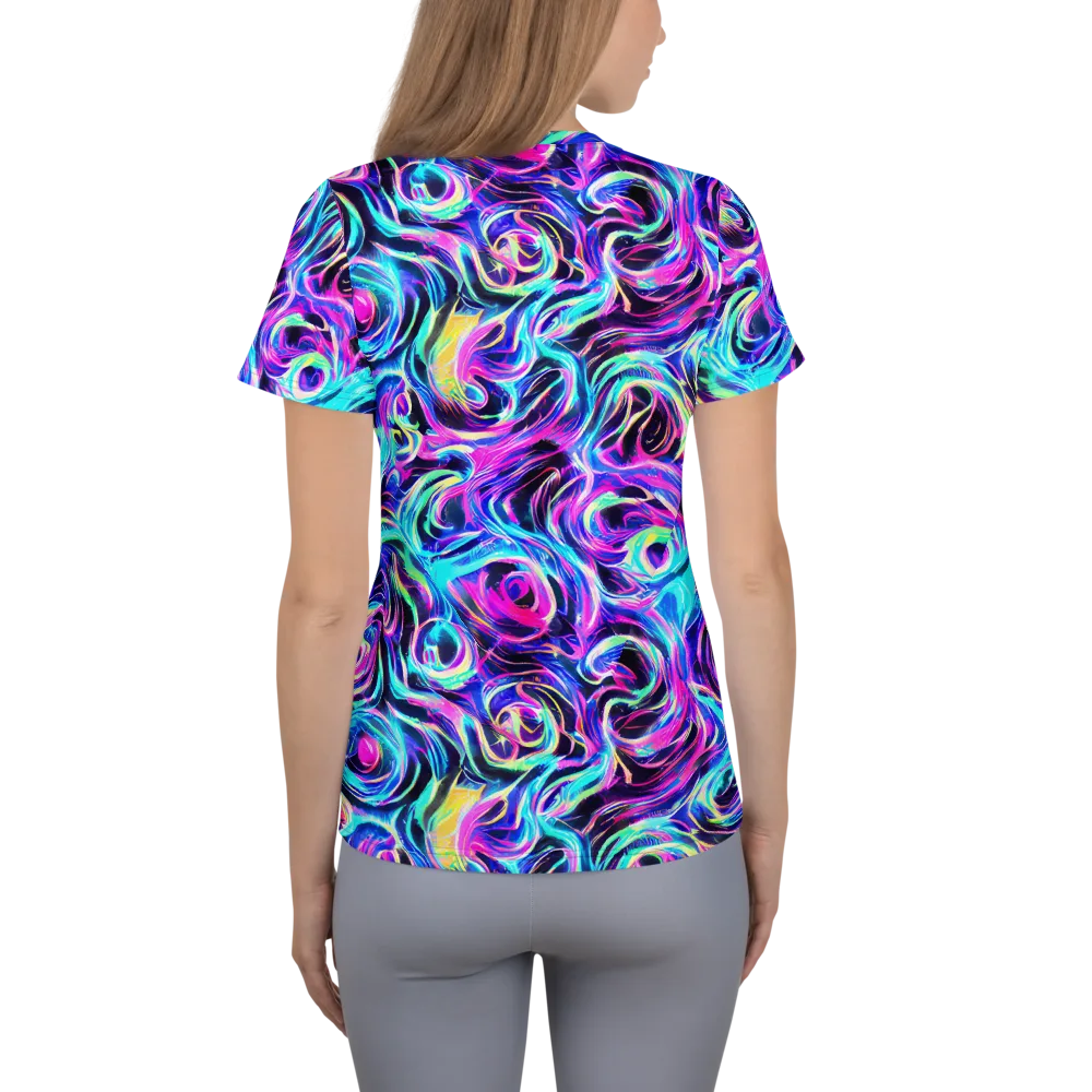 Digital Kaleidoscope on Women's Athletic T-Shirt — Back