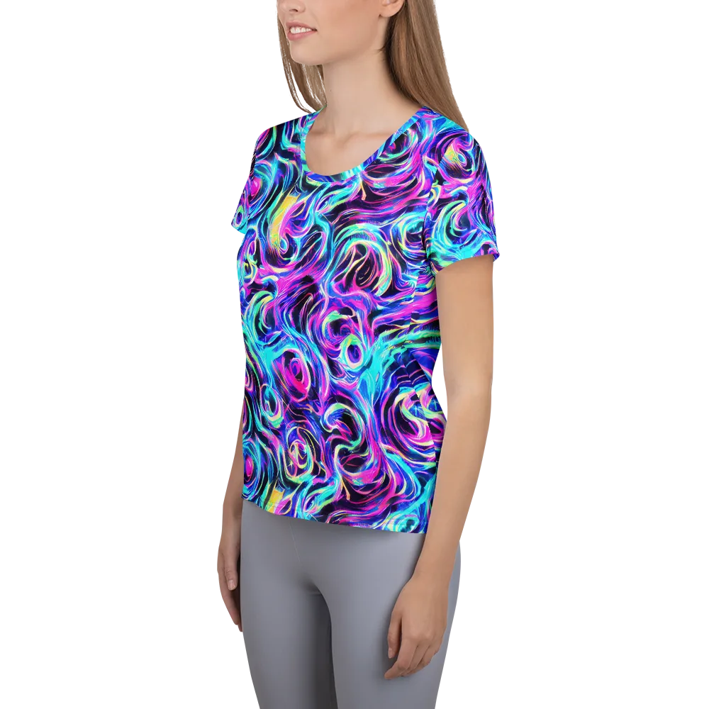 Digital Kaleidoscope on Women's Athletic T-Shirt — Left