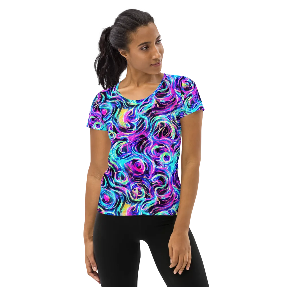 Digital Kaleidoscope on Women's Athletic T-Shirt — Front