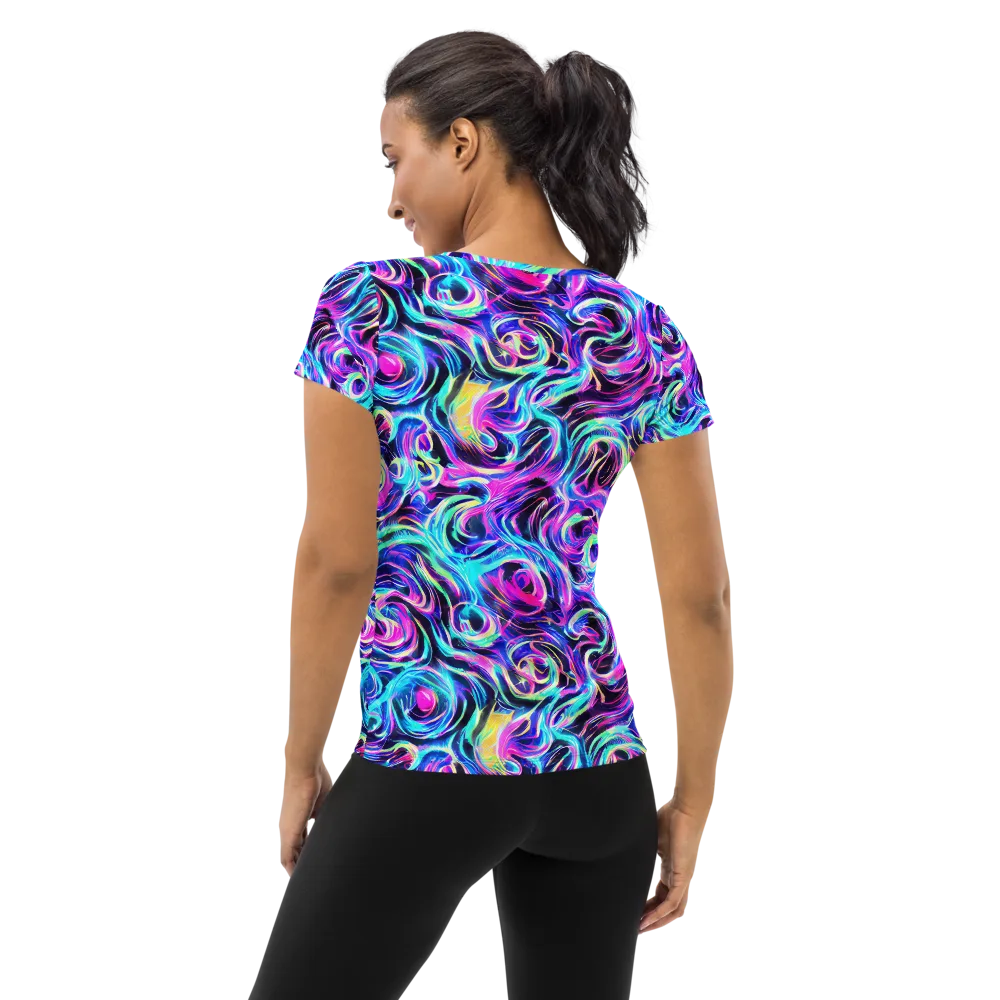Digital Kaleidoscope on Women's Athletic T-Shirt — Back