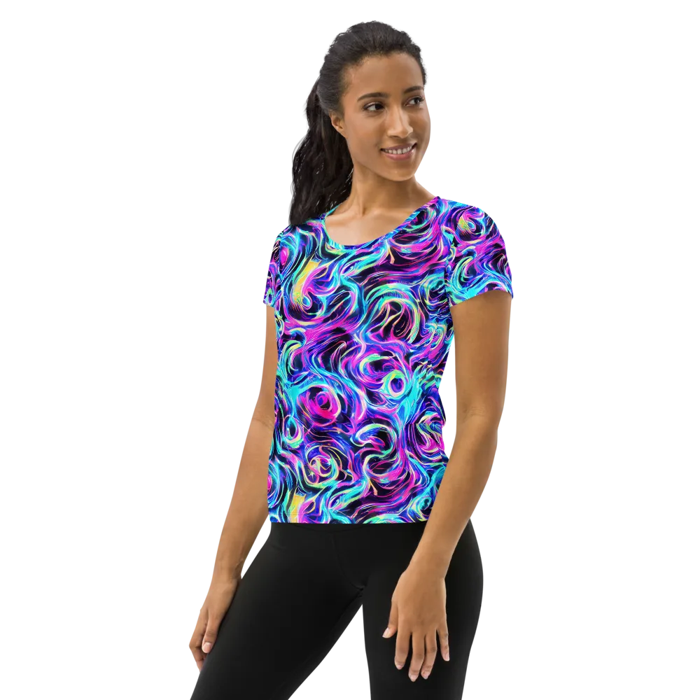 Digital Kaleidoscope on Women's Athletic T-Shirt — Left