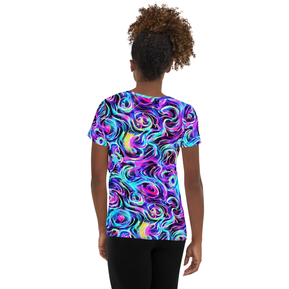 Digital Kaleidoscope on Women's Athletic T-Shirt — Back