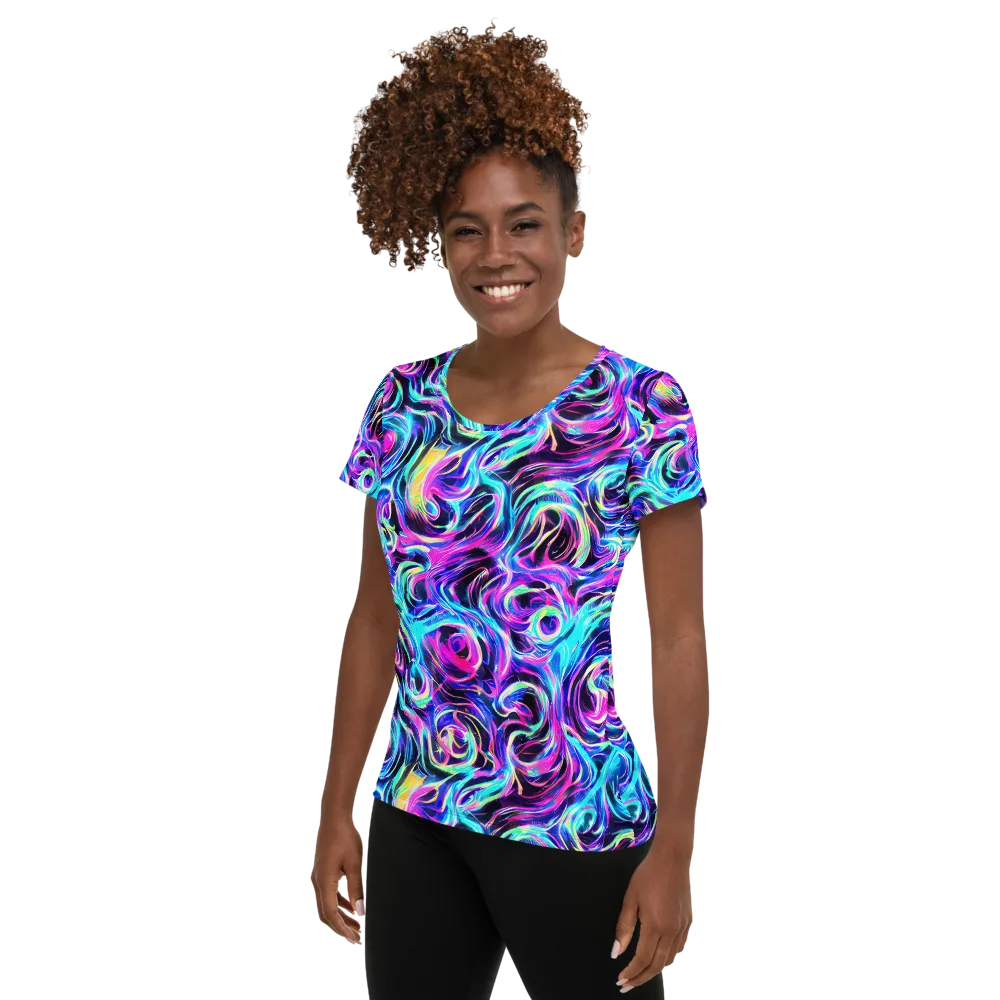 Digital Kaleidoscope on Women's Athletic T-Shirt — Left