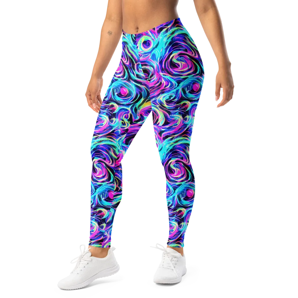 Digital Kaleidoscope on Leggings — Left Front