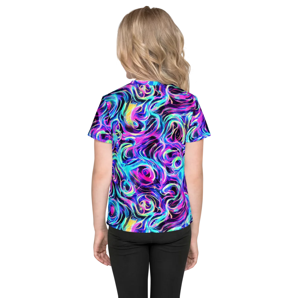 Digital Kaleidoscope on Kids Crew Neck T-Shirt — Back