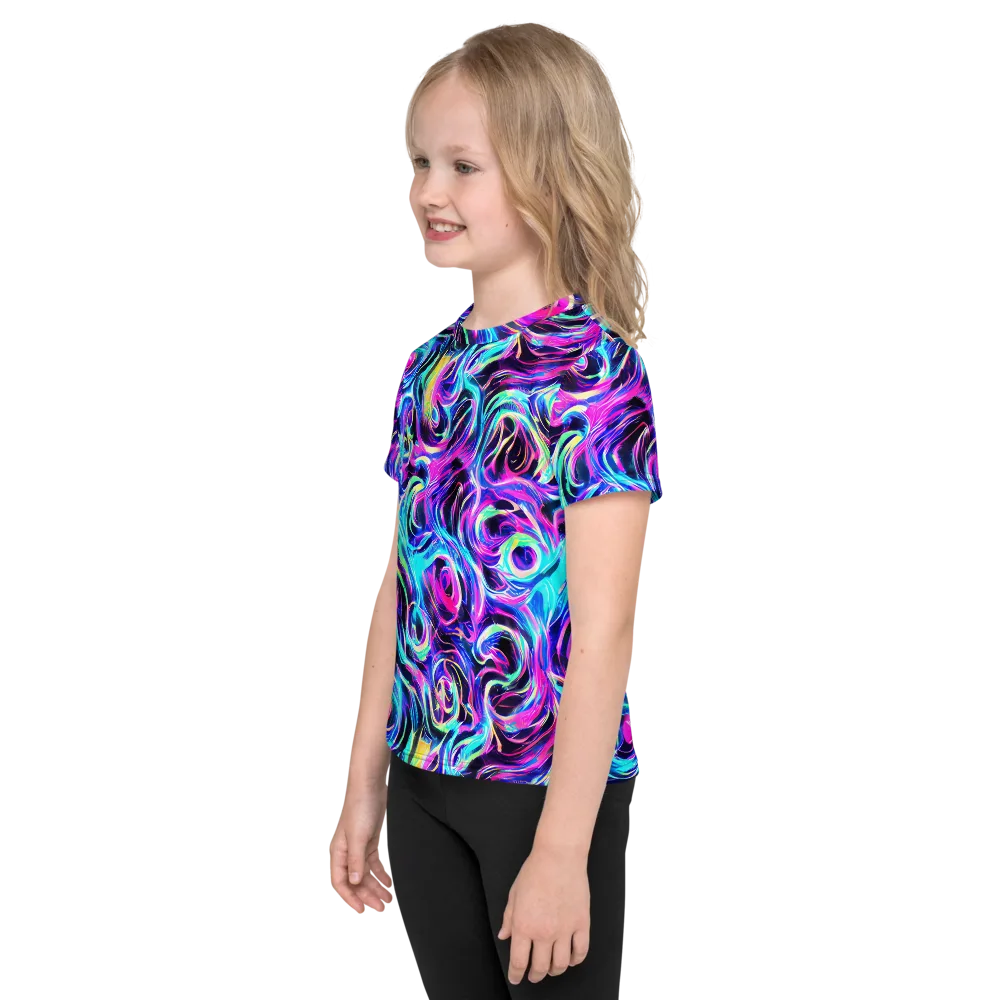 Digital Kaleidoscope on Kids Crew Neck T-Shirt — Left