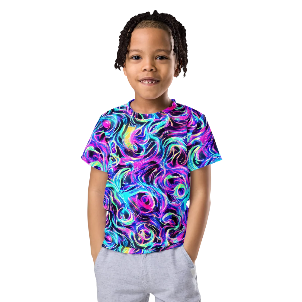 Digital Kaleidoscope on Kids Crew Neck T-Shirt — Front