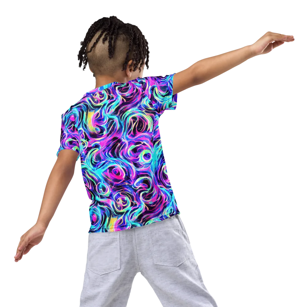 Digital Kaleidoscope on Kids Crew Neck T-Shirt — Back