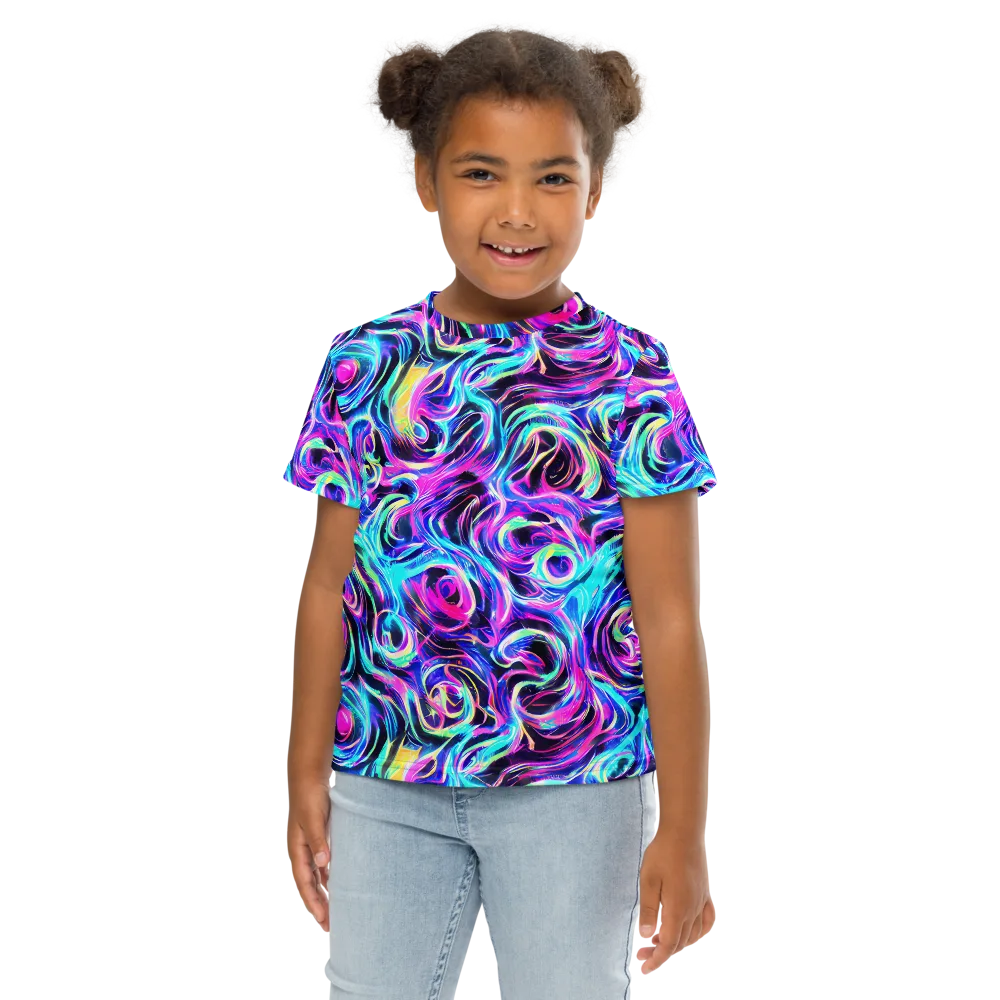 Digital Kaleidoscope on Kids Crew Neck T-Shirt — Front