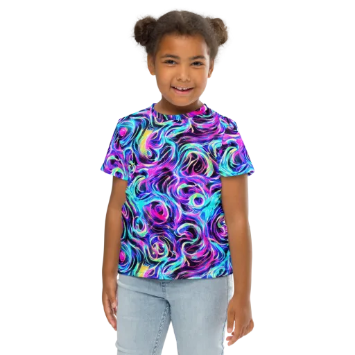 Digital Kaleidoscope on a Kids Crew Neck T-Shirt
