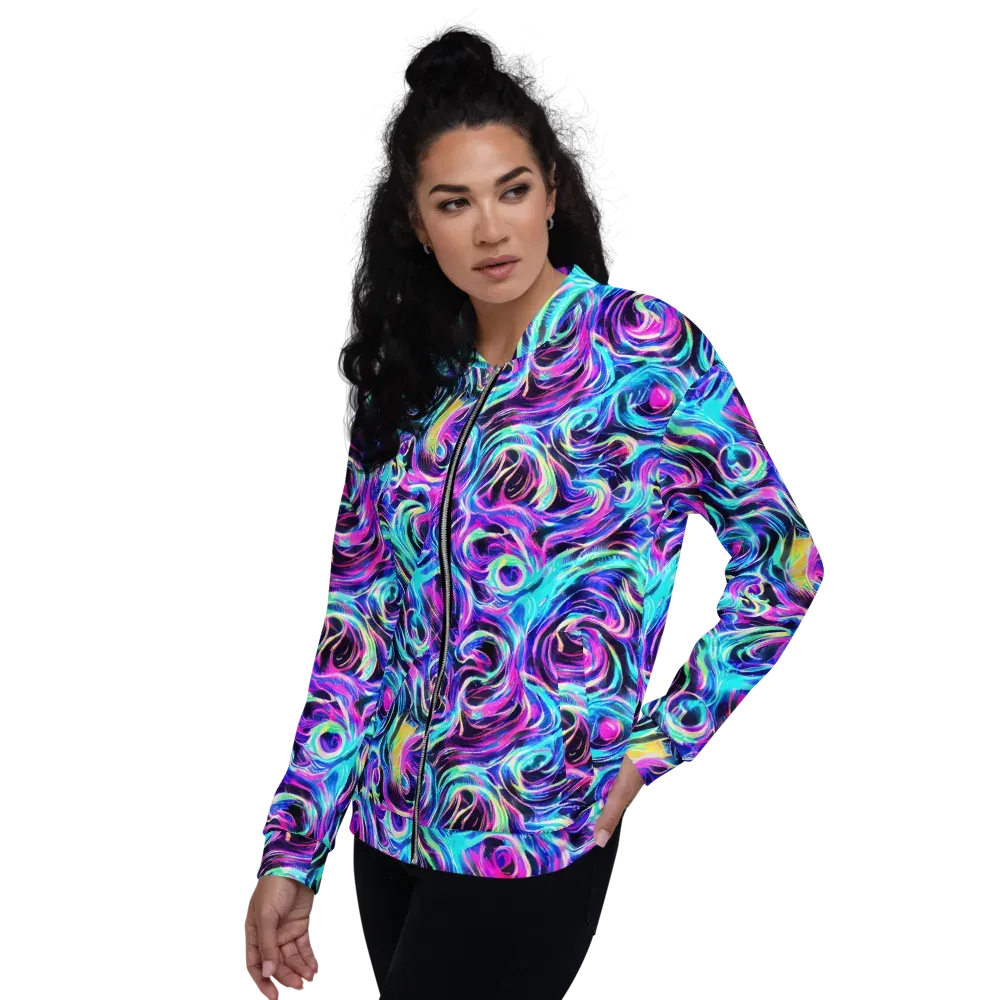 Digital Kaleidoscope on Bomber Jacket — Left