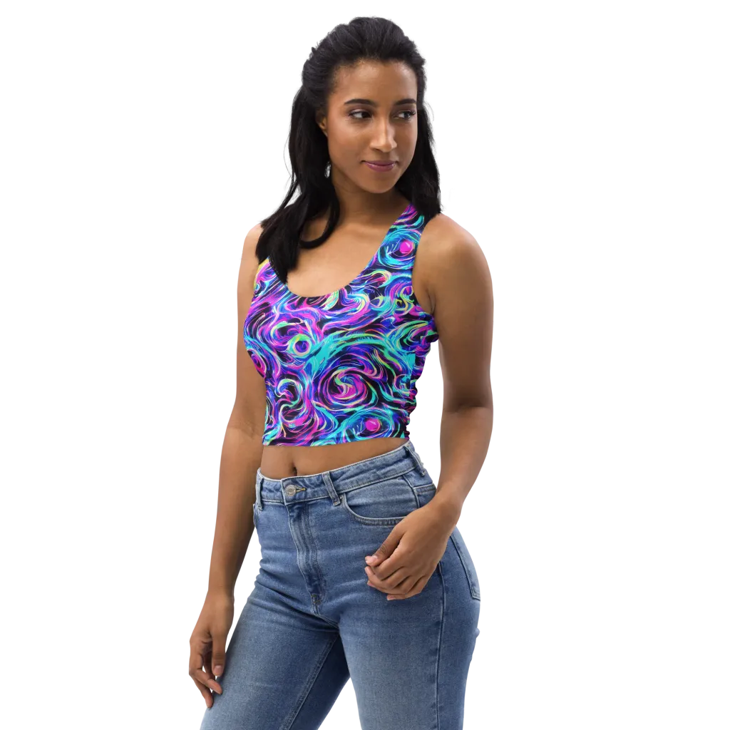 Digital Kaleidoscope on Crop Top — Left Front