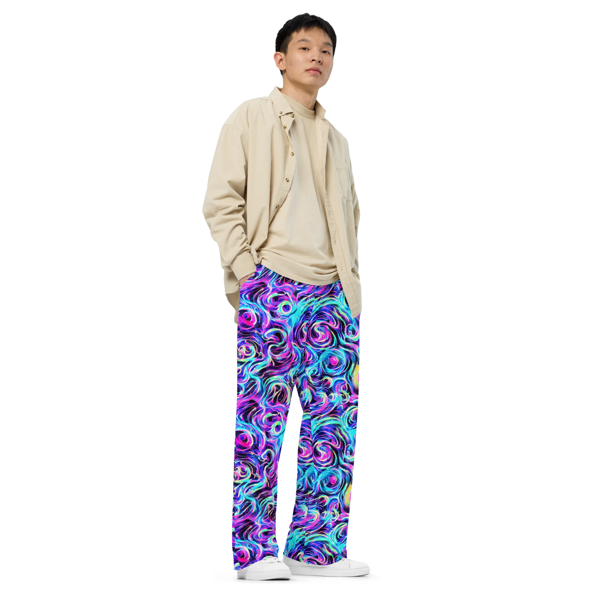 Digital Kaleidoscope on Wide-Leg Pants — Right Front