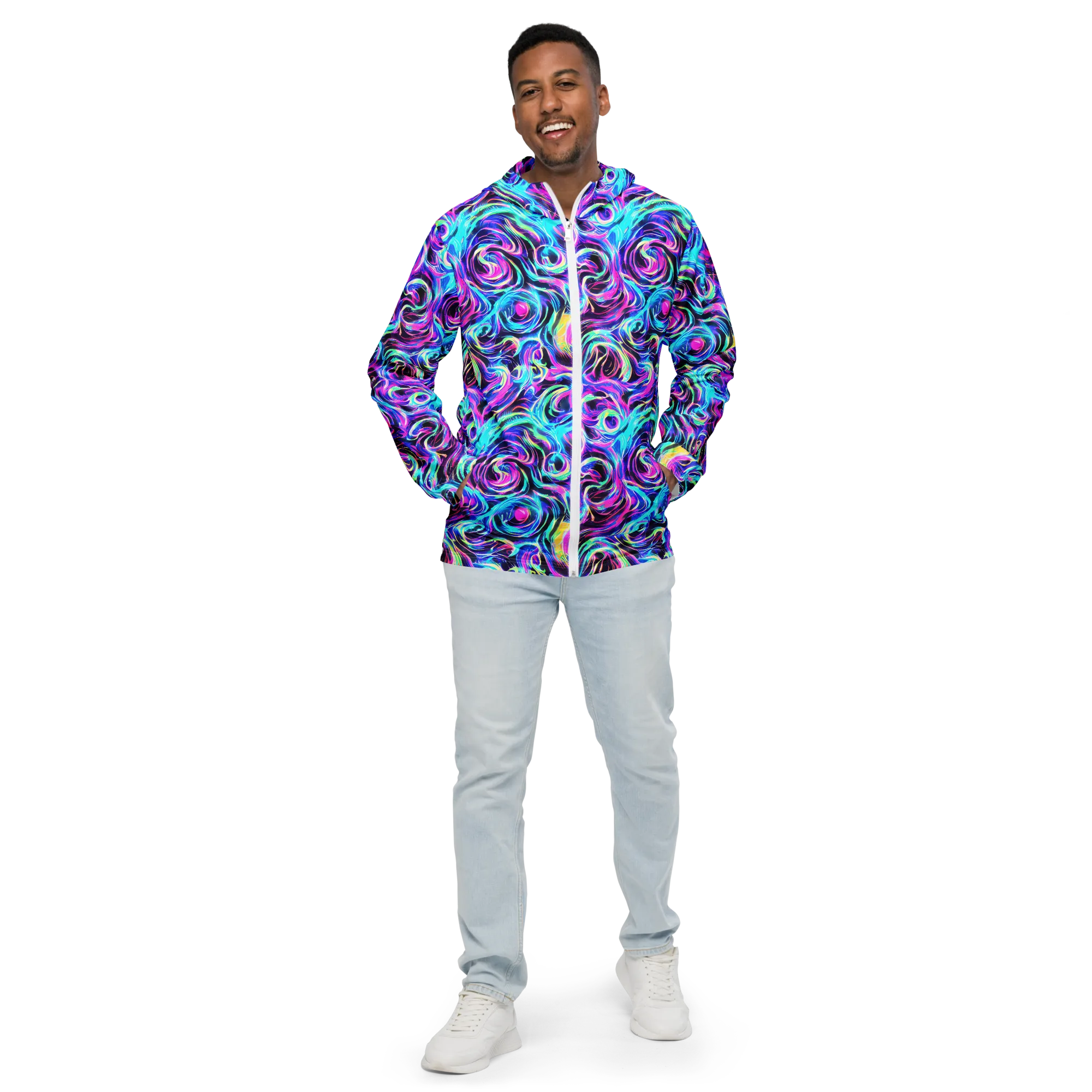 Digital Kaleidoscope on Men's Windbreaker — Front